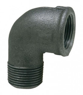 Raccord en fonte malleable, noir coude 90°, 1/2" (fem/male) Type 92