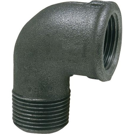 Raccord en fonte malleable, noir coude 90°, 1/2" (fem/male) Type 92