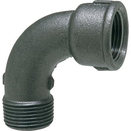 Raccord en fonte malleable, noir Coude 90°, court, 11/2" (fem/male) Type 1 A