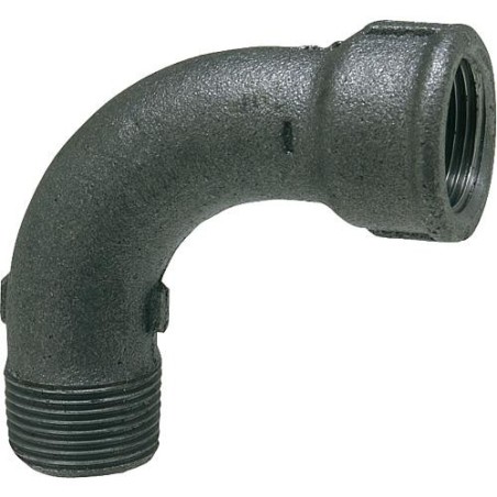 Raccord en fonte malleable, noir Coude 90°, long, 3/4" (fem/male) type 1