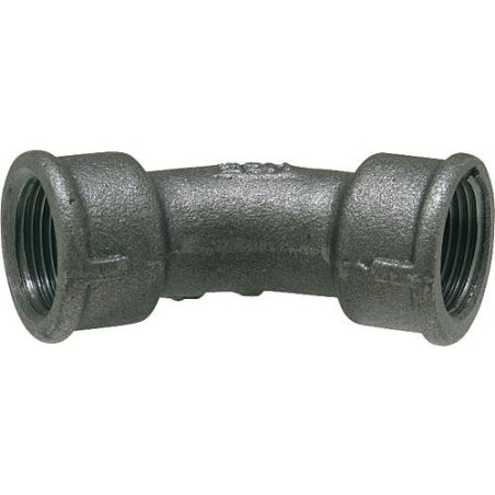 Raccord en fonte malleable, noir coude 45°, 3/4" (fem/fem) Type 41