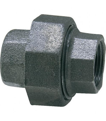 Raccord en fonte malleable, noir Raccord a vis 3/4" (fem/fem) Type 330, joint plat