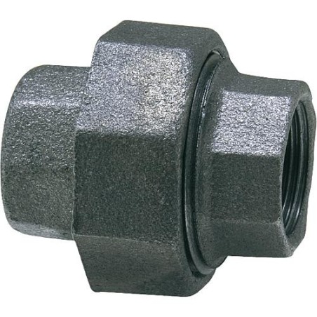 Raccord en fonte malleable, noir Raccord a vis 1/2" (fem/fem) Type 330, joint plat