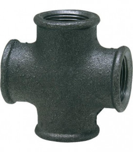 Raccord en fonte malleable, noir Piece en croix 90°, 1/2" filet femelle Type 180