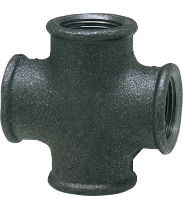 Raccord en fonte malleable, noir Piece en croix 90°, 3/8" filet femelle Type 180