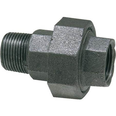 Raccord en fonte malleable, noir Raccord a vis 3/4" (fem/male) Type 331, joint plat