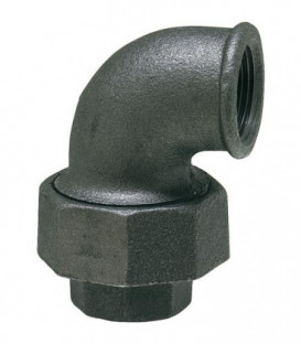 Raccord en fonte malleable, noir Raccord a vis coude 1/2" (fem/fem) Type 96, joint conique