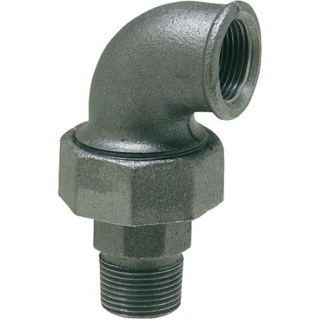 Raccord en fonte malleable, noir Raccord a vis coude 3/4" (fem/male) Type 98, joint conique