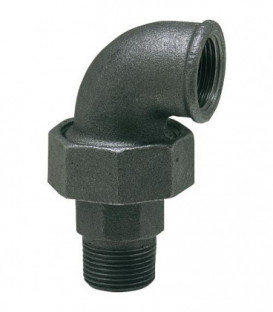 Raccord en fonte malleable, noir Raccord a vis coude 3/4" (fem/male) Type 97, joint plat