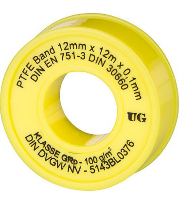 Ruban d'isolation PTFE FRp (filet a pas grossier) - 1 pce noyau jaune/ gaine jaune