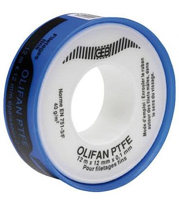 Ruban Olifant PTFE pour étanchéité 12 mm x 12 m