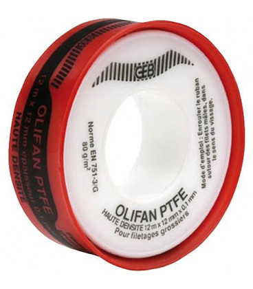 Olifan PTFE haute densite Ruban filete 12 mm x 12 m