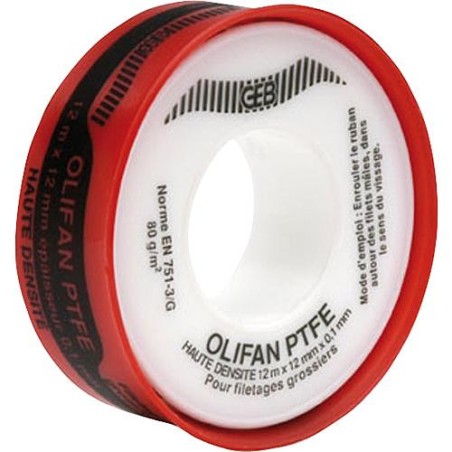 Olifan PTFE haute densite Ruban filete 12 mm x 12 m