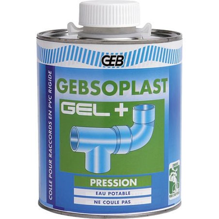 Gebsoplast Gel pression + evacuation Colle pour PVC Boite 250 ml + avec pinceau