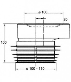 Raccord de WC excentrique 20 mm diam. 100-110, couleur : blanc