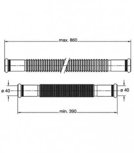 Tuyau de raccordement flexible Manchon enfichable 40/40mm Longueur 390-860mm