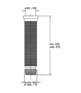 Piece de raccordement WC universelle DN90/110mm flexible longueur min. 220mm max. 570mm