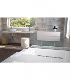 Bonde de douche Basicflow long. 500mm et feuille d'etancheite 700x250mm et grille inox Squares incluse