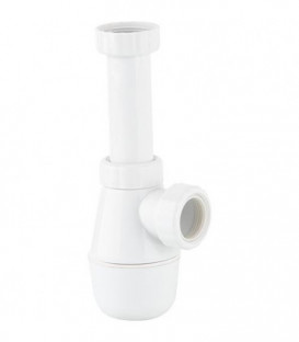 Siphon bouteille en PP sans tube mural ni rosace, diam. 32x11/4 hauteur pot 80 mm