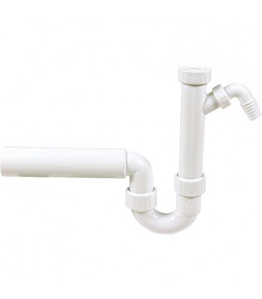 Siphon en plastique 1 1/2" DN40 avec tuyau de raccordement sans rosace