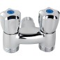 Robinet MAL double chromee, 3/4"x1/2"x3/4"male 2 puisages avec anti retour