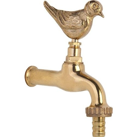 Robinet arrosage `Oiseau` laiton sans rosace, raccord flexible raccord mural 1/2"