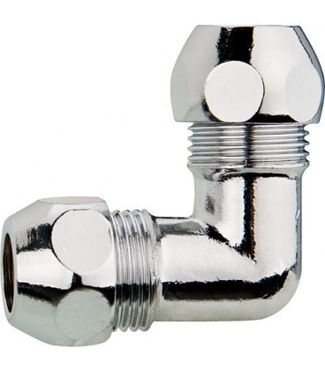 raccord coude chrome avec 2 sertisseurs 12 mm 12 mm