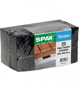 Pads terrasse SPAX pour prougeection construction bois Dim.100x100x8mm, 1x 25 pcs.