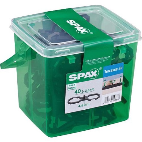 Espaceur SPAX largeur joint 4,5mm, convient pr ca. 2,8m², 1 seau avec 40 pcs.