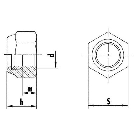 Ecrou hexagonal de securite avec Bague en plastique DIN 985 M 8 Paquet avec 100 pcs.