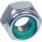 Ecrou hexagonal de securite avec Bague en plastique zinguee DIN 985 M 4, Emballage 100