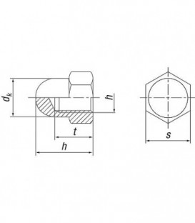 Ecrou borgne a calotte A2 DIN 1587 M 10 Forme haute Emballage 100 pcs