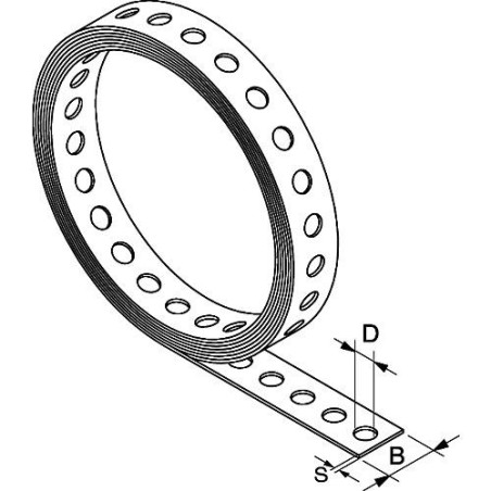 Bande perforee plastifie Largeur 27 mm / Rolle a 10 m