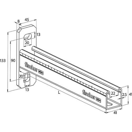 Console FCA 750 pour profilé 41/2,5 / longueur 750 mm 1 pièce