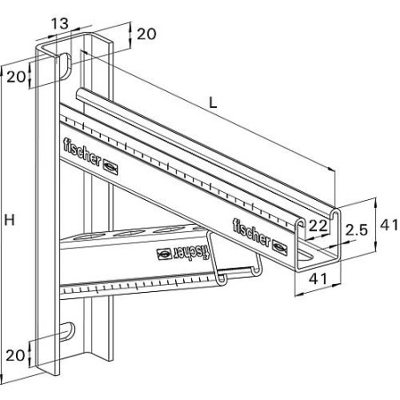 Console pleine FCAM-600 profil FUS 41/2,5 longueur 600 mm