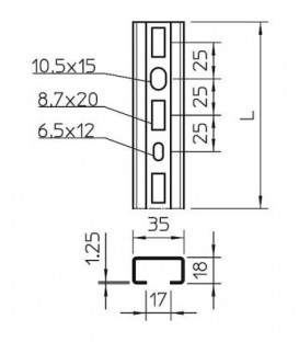 C-Rail profilé Longueur 500 mm type 1268 / 1 pc