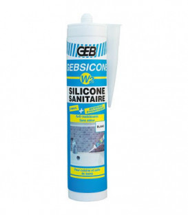 Mastic silicone Gebsicone W2 neutre pour joints appareils sanitaires cartouche 310 ml - blanc