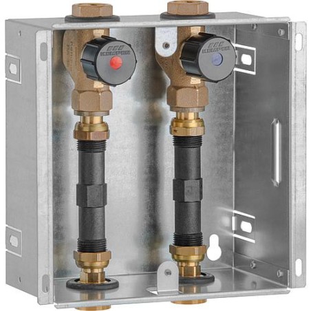 Boite encastrable compteur d'eau DN20(3/4"), 2 x vannes bronze adapteur 110mm, sans couvercle