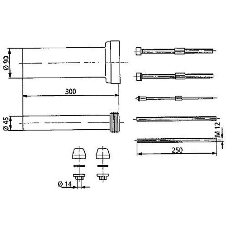 Kit de rallonge DN100 pour élément de montage longueur 300 mm