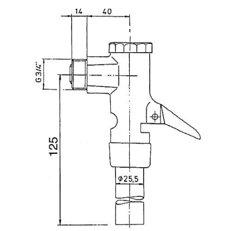 Ecoulement  Benkiser pour réservoir WC 3/4" long 90 mm