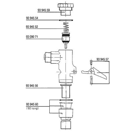 Ecoulement  Benkiser pour réservoir WC 3/4" long 90 mm