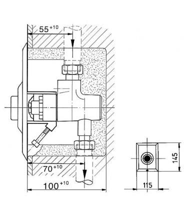 Robinet à bouton poussoir Benkiser intérieur - complet pour installation UP 6012009