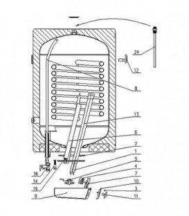 Radiateur 1000W/230V convient pour ballon EVENES OGBS50SM jusqu'a 100 litre