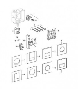 Bouton pression Geberit pneumatique avec cadre de fixation pour commande d'urinoir