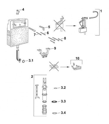 Set de joints, contenu : support de vann de remplissge, joint levres, joint toriq vanne d'evacuation