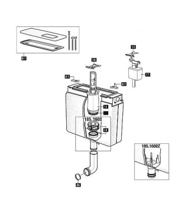 Mecanisme WC Schwab avec joint pour modele 185.xxx