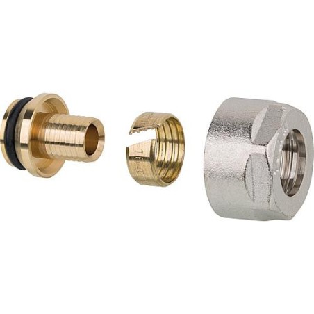 Raccord à compression pour tube PE avec écrou chapeau nickelé 17 x 2 mm - emballage   2 pcs