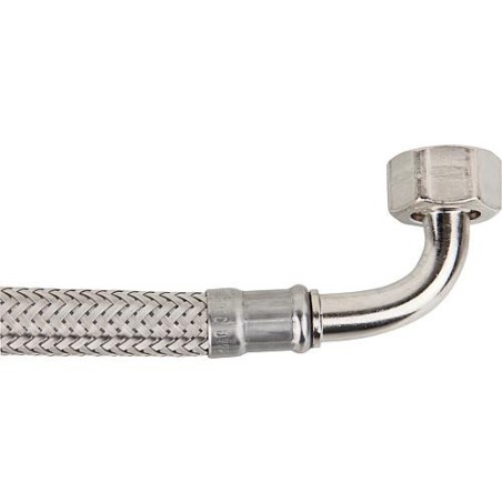 Flexible tressé KTW-A inox L 1500 mm 3/8" coude femx male