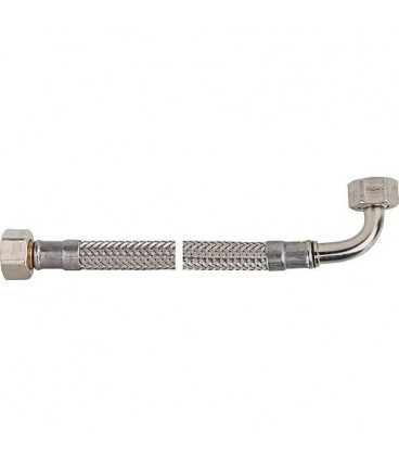 Flexible tressé KTW-A inox L 500 mm 3/8" coude fem x fem