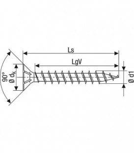 Vis a tete fraisée SPAX® YELLOX® cruciforme filetage plein diam. 3,0 x 16 mm, UE   1000 pieces